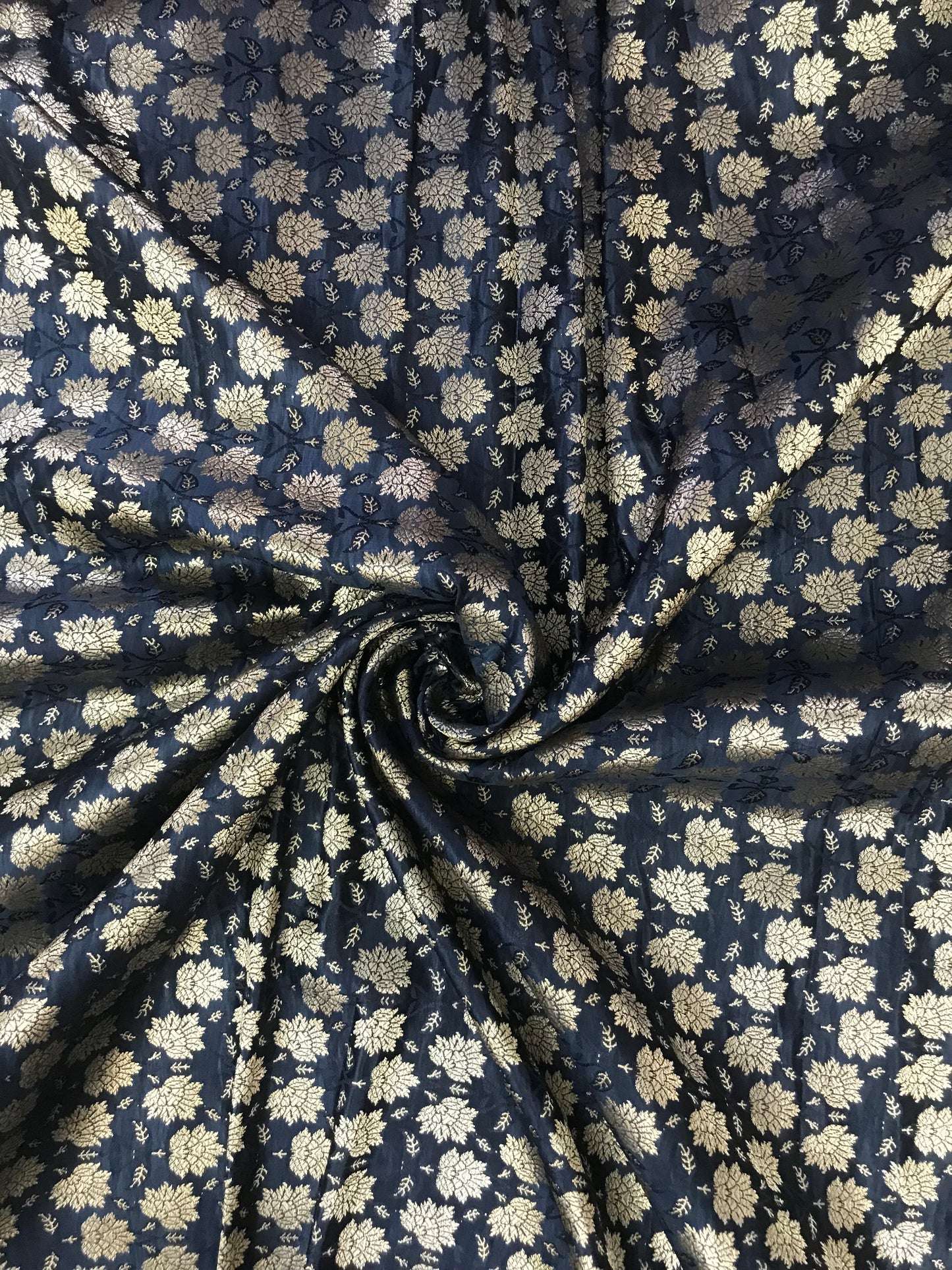 Black gold brocade fabric, Rayon silk brocade, Wedding fabric, Renaissance fabric, By the meter - NFAF525