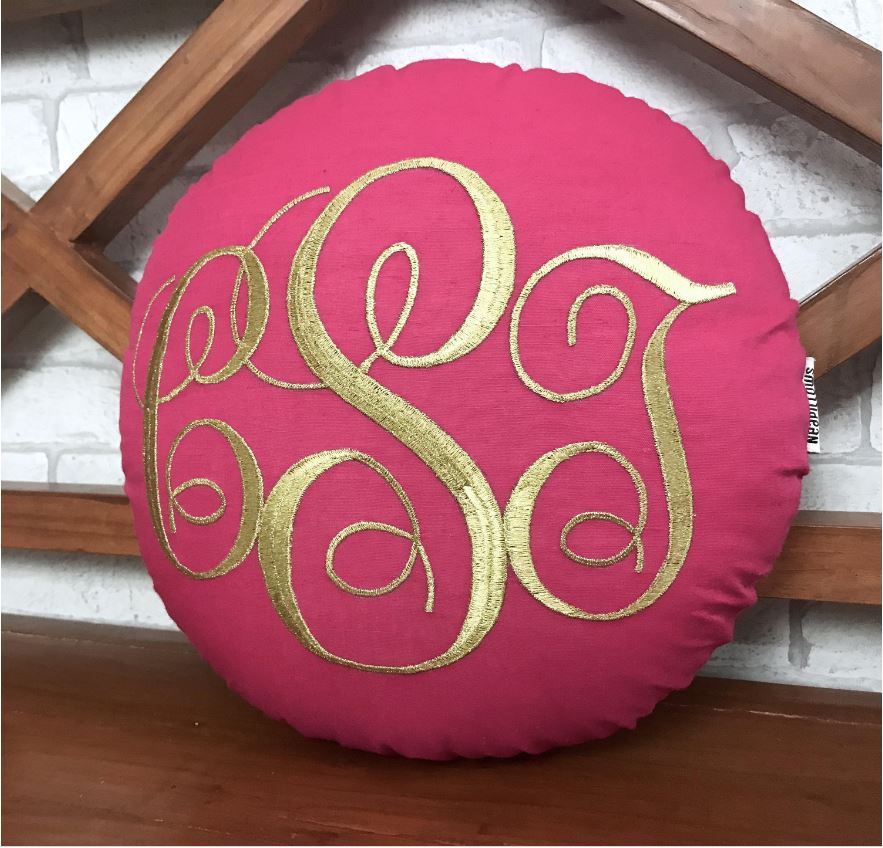 Monogram Round Circular Pillow Decorative Pillow Custom Housewarming Dorm Decor Wedding Baby Gift, Monogrammed gifts.