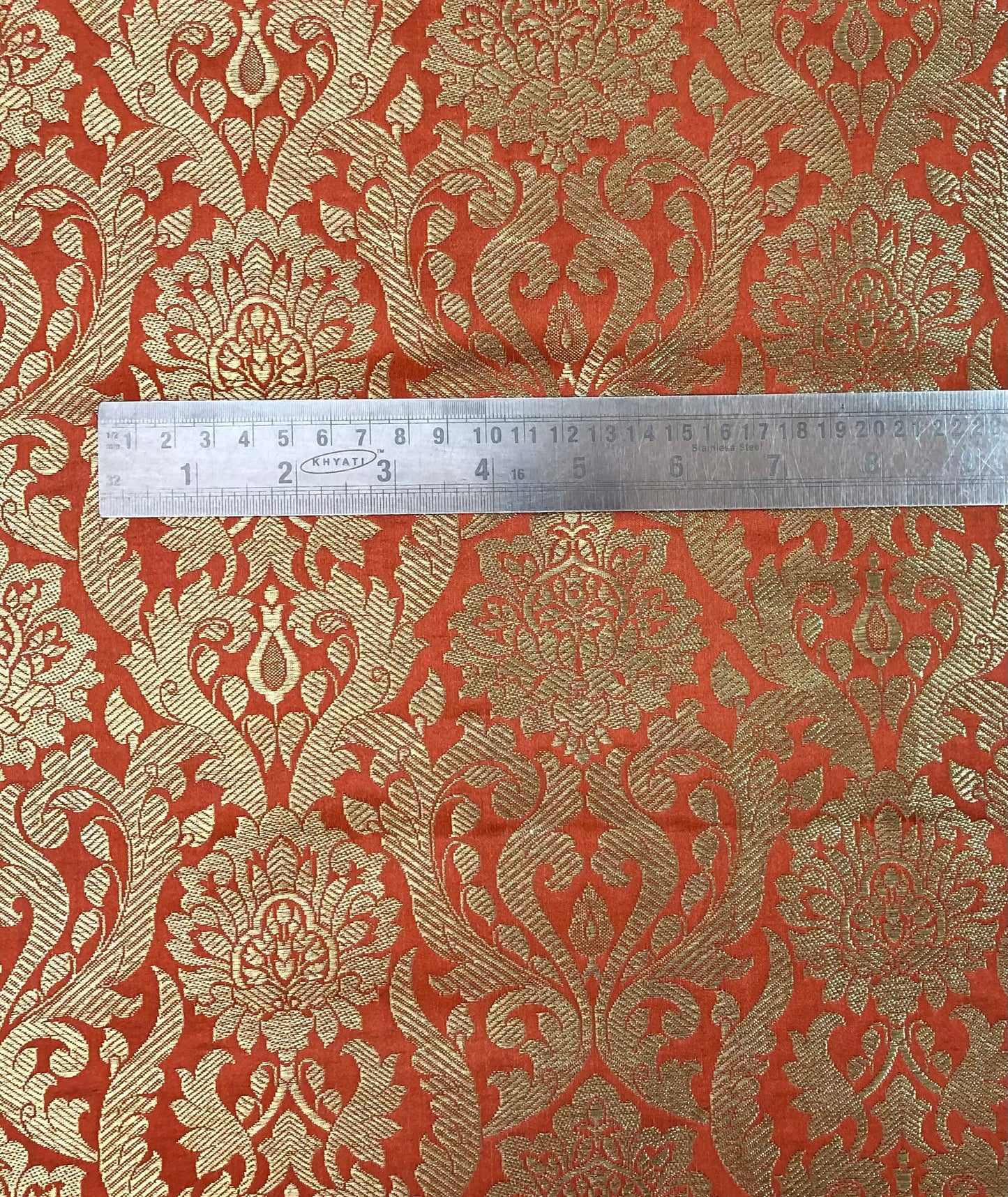 Banarasi brocade fabric, Orange coral gold Rayon silk brocade, Home décor fabric, Flower brocade, Brocade Dress, Wedding inspiration, Brokat stoff - NFAF666