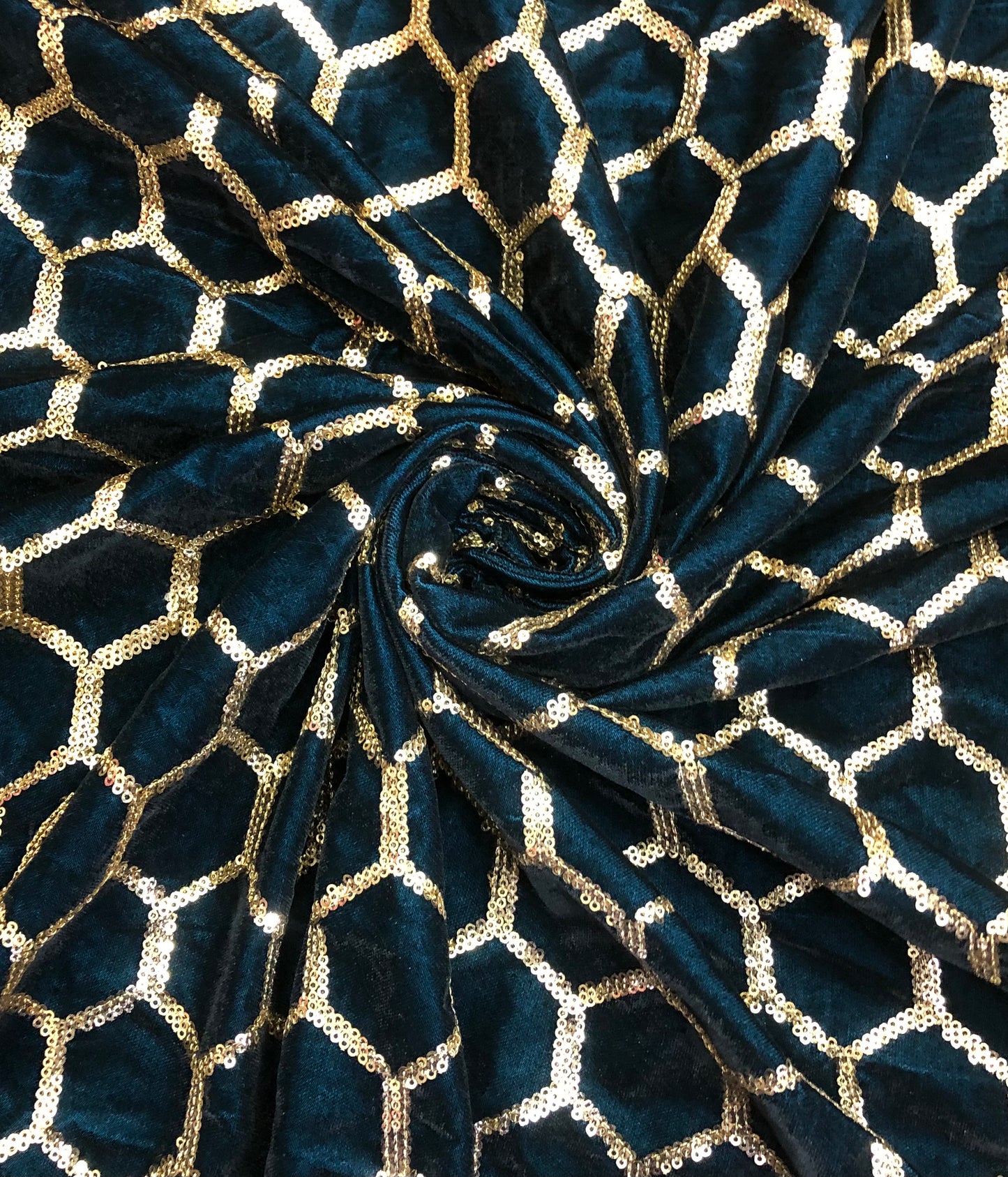 Embroidered Velvet fabric Navy blue Gold Embroidery stretchable fabric Party Dress Haute couture Luxury fabric Bridal dress fabric - VLTF922