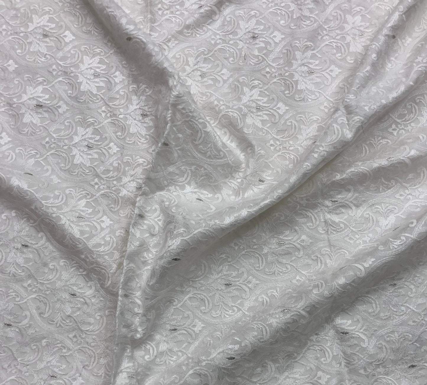 Off White Embroidered Fabric, Bridesmaid dress, Wedding dress, Embroidery art, Indian fabric, Medieval fabric, Haute couture, Embroidery art - NFAF927
