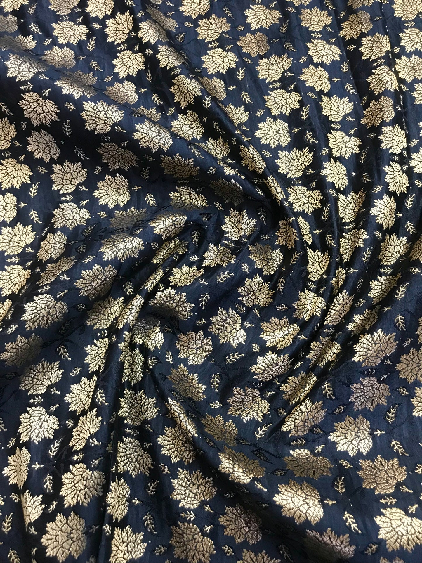 Black gold brocade fabric, Rayon silk brocade, Wedding fabric, Renaissance fabric, By the meter - NFAF525