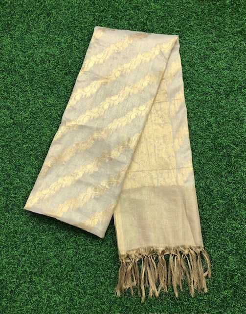 Beige and Gold Brocade Dupatta for Women, Stole, Scarf, shawl, abaya, Chuniri, Indian Chunni, Banarasi Dupatta, DP34
