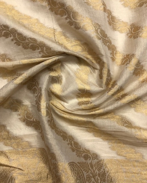 Beige and Gold Brocade Dupatta for Women, Stole, Scarf, shawl, abaya, Chuniri, Indian Chunni, Banarasi Dupatta, DP34
