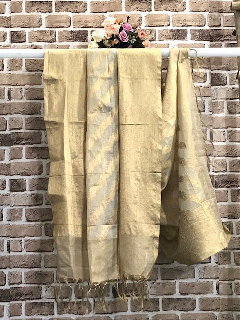 Beige and Gold Brocade Dupatta for Women, Stole, Scarf, shawl, abaya, Chuniri, Indian Chunni, Banarasi Dupatta, DP34