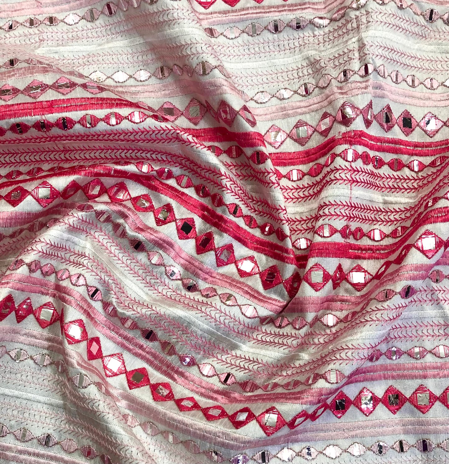 Pink embroidered fabric, Wedding dress, Fabric store, Luxury fabric, Thread embroidery, Indian fabric, Couture fashion, Royal fabric - NFAF870