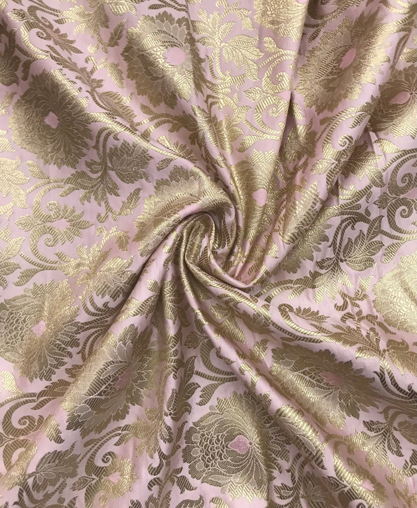 Banarasi Brocade Fabric, Pink gold designer fabric, Rayon silk brocade, Damask jacquard brocade, Floral brocade, Brocade Satin - NFAF2007