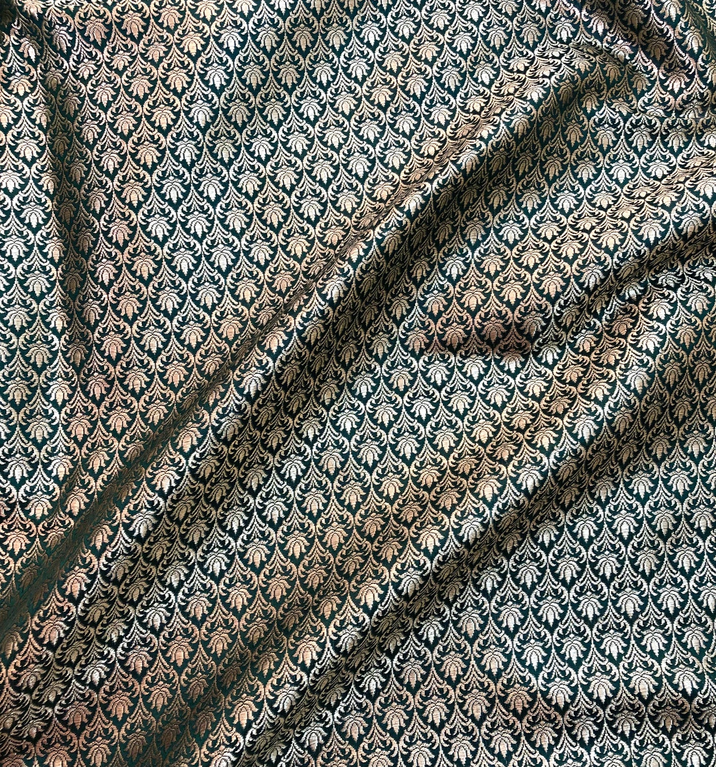 Green gold brocade fabric, Damask jacquard brocade, Wedding inspiration, Historical fabric, Medieval fabric, Fashion fabric - NFAF1082