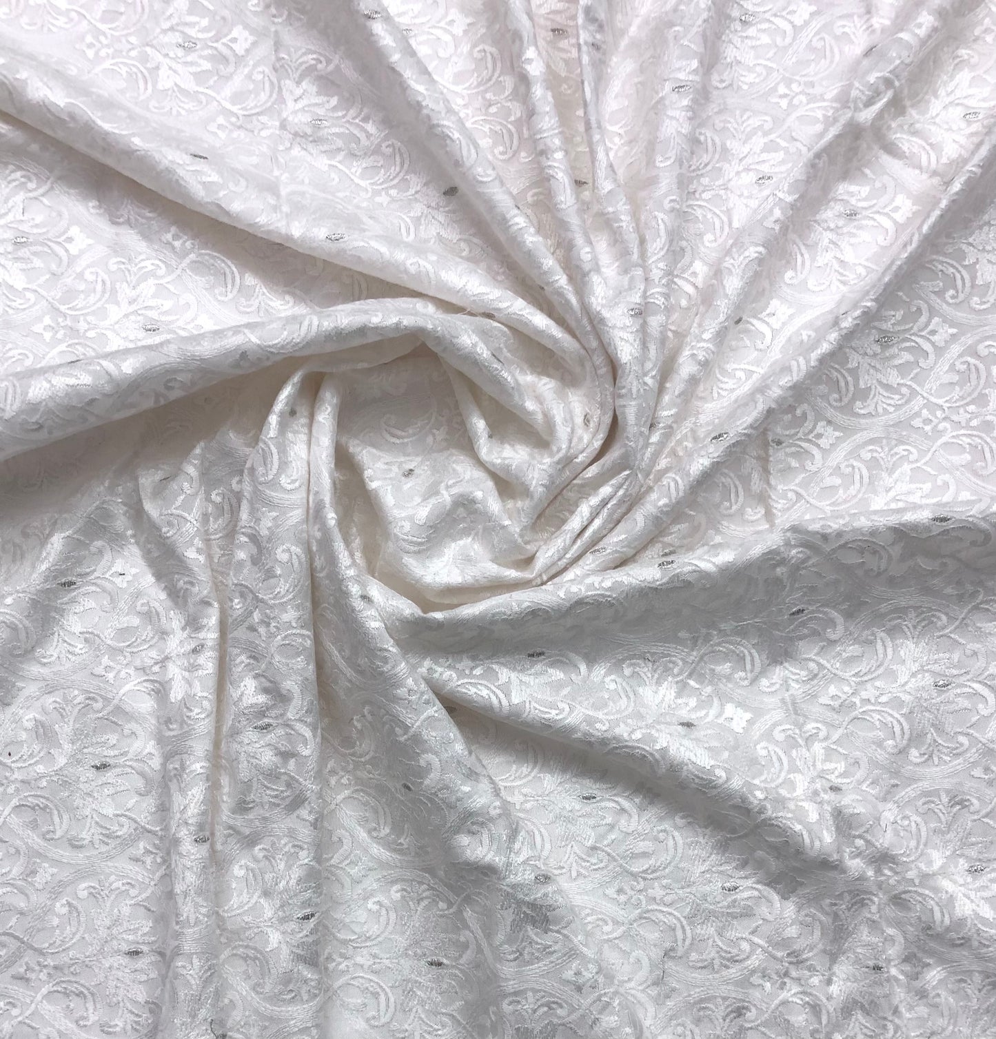 Off White Embroidered Fabric, Bridesmaid dress, Wedding dress, Embroidery art, Indian fabric, Medieval fabric, Haute couture, Embroidery art - NFAF927