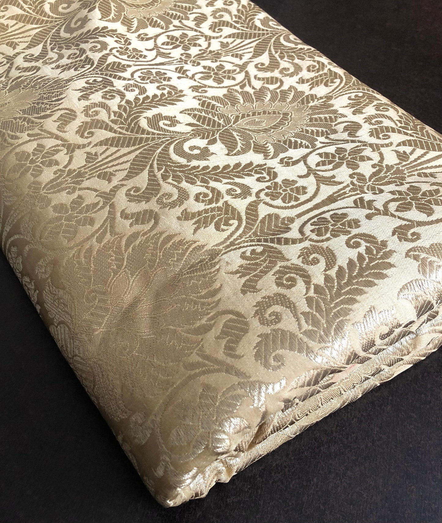 Banarasi brocade fabric, Beige & gold Rayon silk brocade fabric, Home décor fabric, Flower brocade, Jacquard fabric, Fabric by the yard/meter - NFAF509