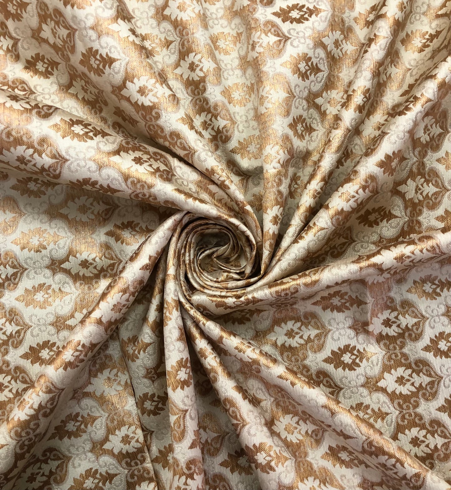 Banarasi Brocade Fabric, Beige Gold Jacquard fabric, Rayon silk brocade, Medieval fabric, Designer fabric, Gold fabric - NFAF859