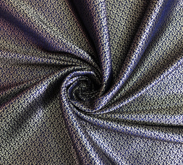 Brocade fabric Navy Blue Gold Jacquard Damask Rayon Silk brocade Fabric Wedding Bridal High Grade Designer fabric by the yard/Meter Material