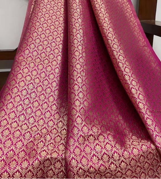 Indian Banarasi Brocade Fabric, Pink gold Wedding inspiration fabric, Wedding inspiration, Theatre costume, Renaissance fabric - NFAF214