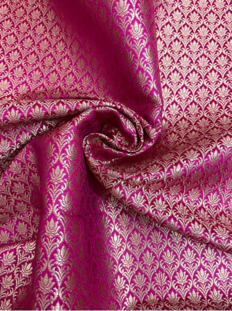 Indian Banarasi Brocade Fabric, Pink gold Wedding inspiration fabric, Wedding inspiration, Theatre costume, Renaissance fabric - NFAF214