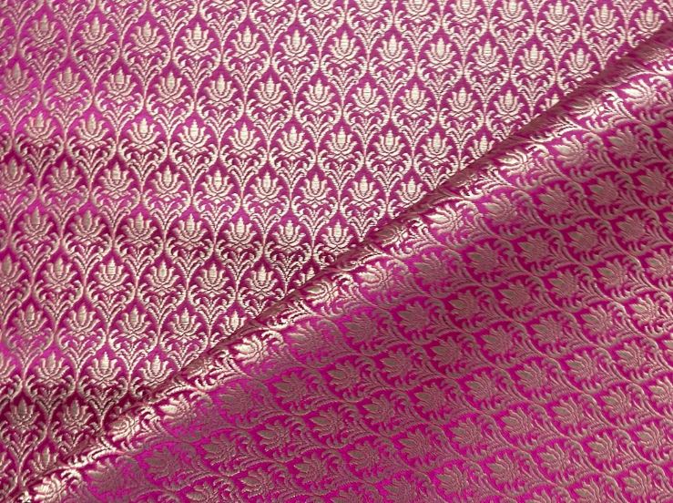 Indian Banarasi Brocade Fabric, Pink gold Wedding inspiration fabric, Wedding inspiration, Theatre costume, Renaissance fabric - NFAF214