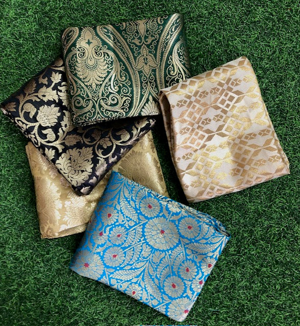5 pcs Bundle Brocade Fabrics, assorted brocade fabric bundle, Banarasi fabric, Each piece will be a different pattern and color - NF037
