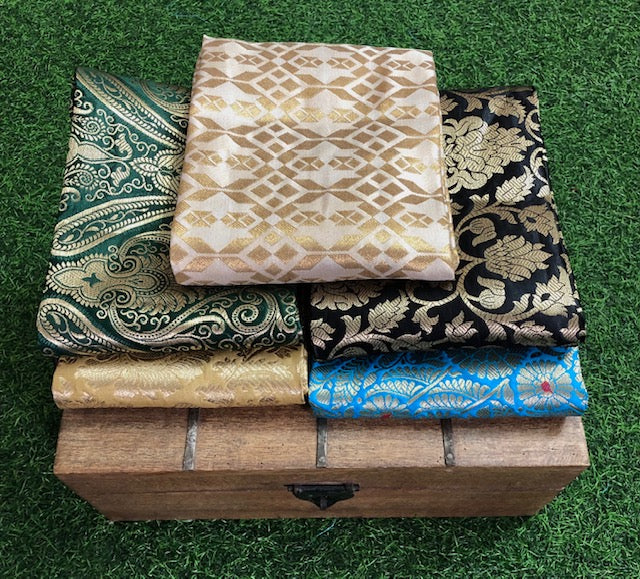 5 pcs Bundle Brocade Fabrics, assorted brocade fabric bundle, Banarasi fabric, Each piece will be a different pattern and color - NF037