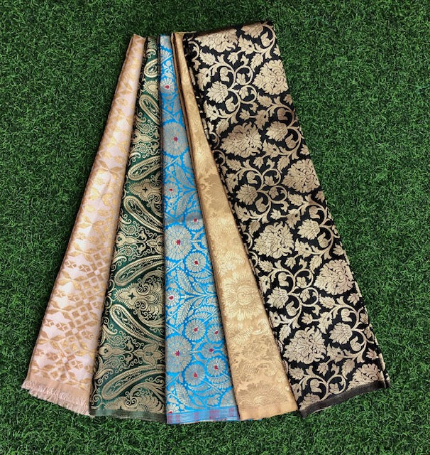 5 pcs Bundle Brocade Fabrics, assorted brocade fabric bundle, Banarasi fabric, Each piece will be a different pattern and color - NF037