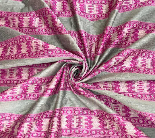 Pure Cotton fabric Pink Gray cotton Ikat Cotton Fabric Lace Embroidery boho dresses skirt tops Headband upholstery Fabric by the yard