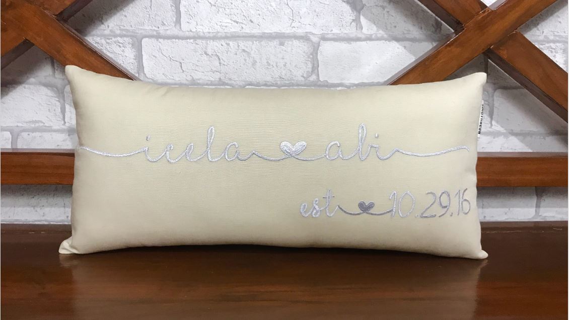 Couple Name and Date Pillow, Wedding Gift, Anniversary Gift, Birthday Gift, Newlywed Engagement Gift, Bridal Shower Gift, Gift For Her.