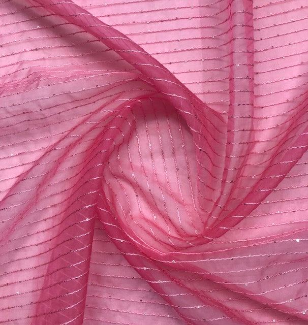 Pink Indian Viscose Organza Dupatta for Women, Stole, Scarf, shawl, abaya, Chunri, Sequins Embroidered Indian Chunni, DP1010