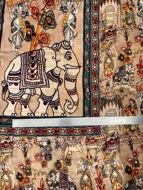 Kalamkari Indian Dupatta for Women, Stole, Scarf, Shawl, abaya, Embroidered Indian Chunni, DP2011