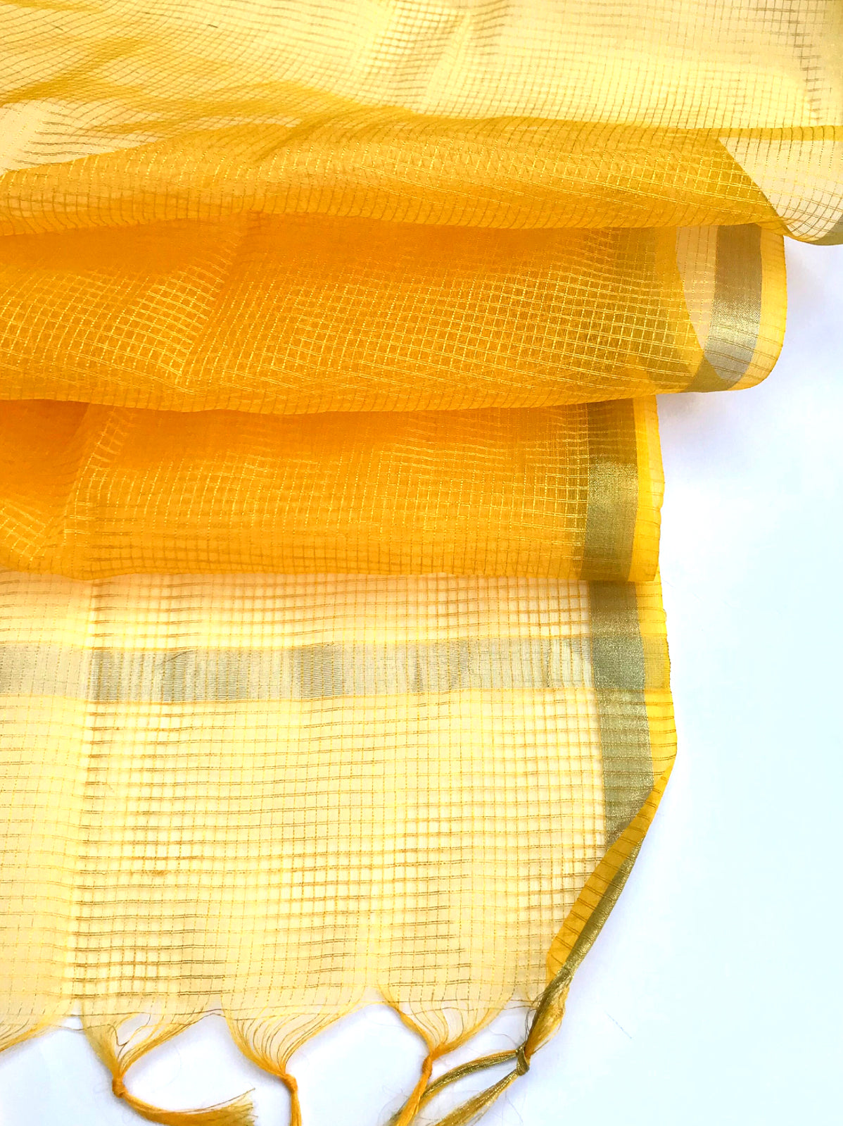 Yellow Chanderi Dupatta with Gold Border Stole for women, Bridal Fabric, Saree Drape, Abaya, Indian Fashion, Veil, Wedding Fabric DP014