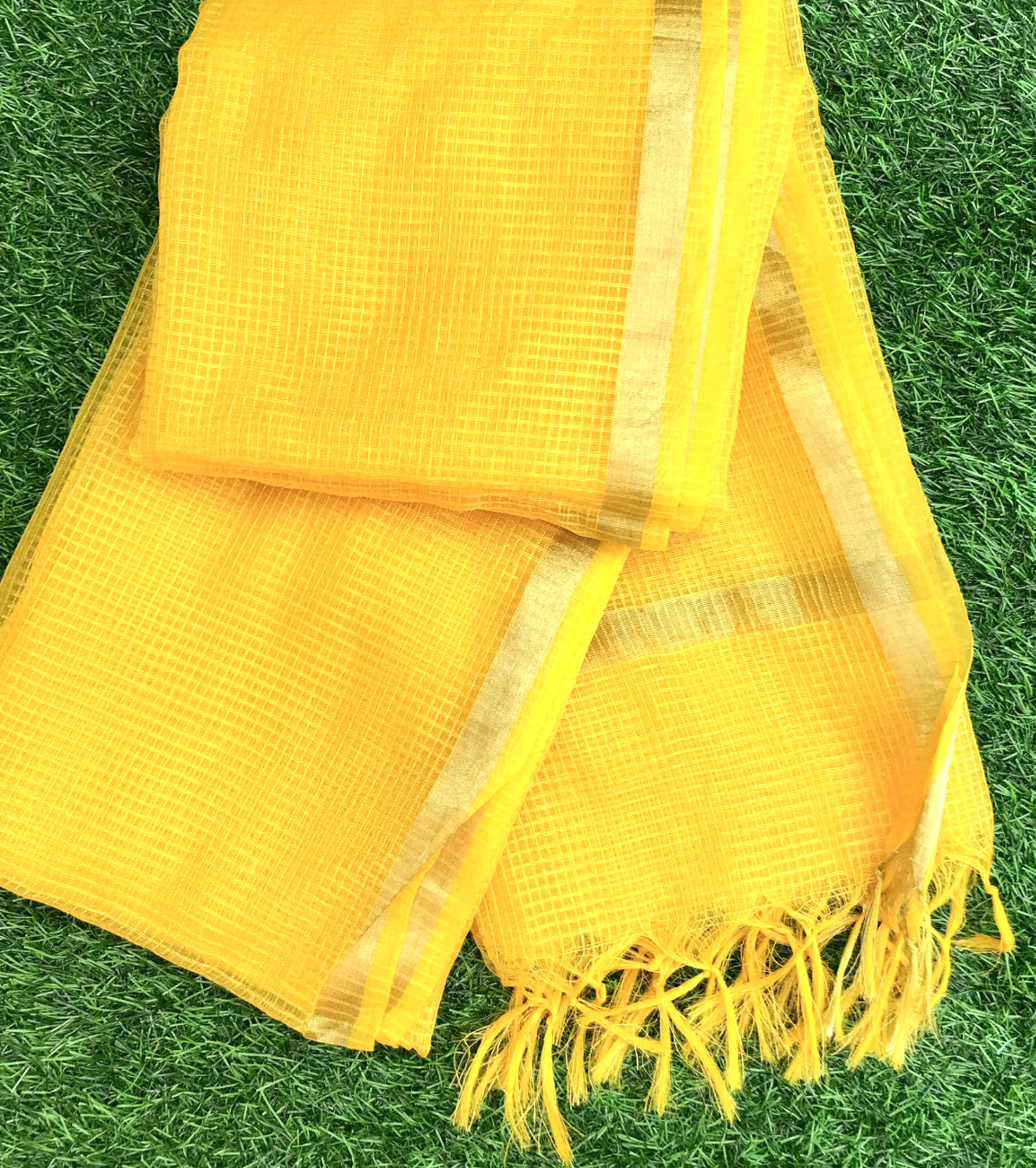 Yellow Chanderi Dupatta with Gold Border Stole for women, Bridal Fabric, Saree Drape, Abaya, Indian Fashion, Veil, Wedding Fabric DP014