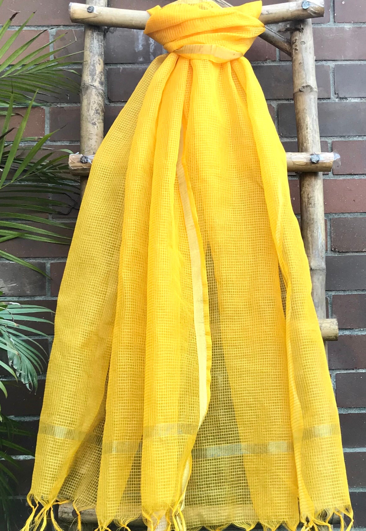 Yellow Chanderi Dupatta with Gold Border Stole for women, Bridal Fabric, Saree Drape, Abaya, Indian Fashion, Veil, Wedding Fabric DP014