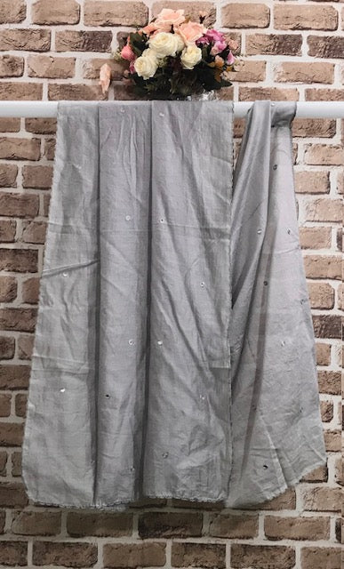 Gray color Indian Embroidered Scarf, Stole, Dupatta, Shawl, Abaya, Chunni - DP17