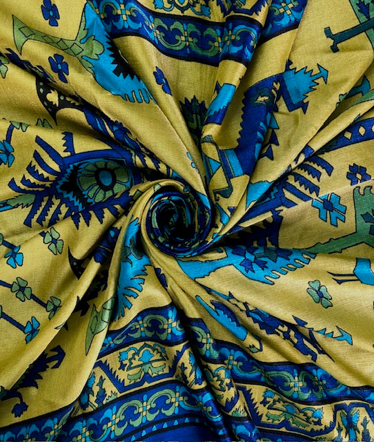 Blue Indian Kalamkari Print Dupatta, Shawl, Veil, Chunari, Salwar suit, Bridal Wear, Saree Drape, DP36