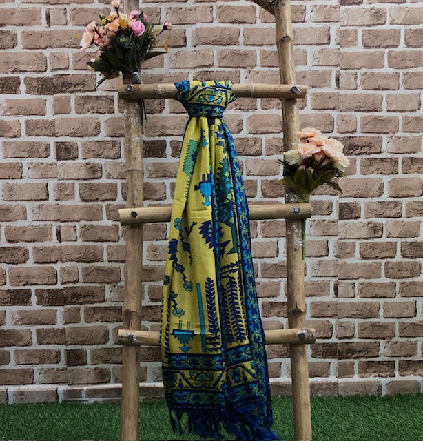 Blue Indian Kalamkari Print Dupatta, Shawl, Veil, Chunari, Salwar suit, Bridal Wear, Saree Drape, DP36