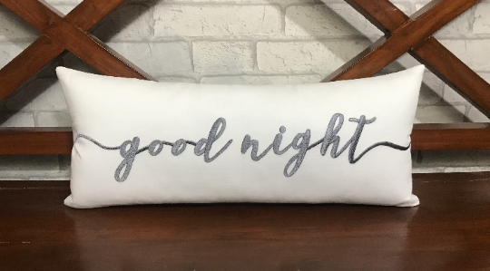 Goodnight Pillow, Kids Room Decor, Guest Room Pillow, Sleep well Pillow, Embroidered Pillow, Gift for Kids, Gift for her.