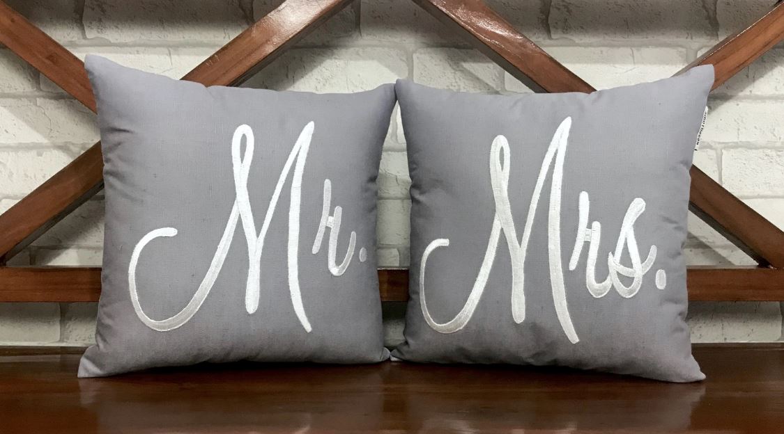 Mr. and Mrs. His and Hers Pillow Set, Wedding Gift for Couple, Anniversary Gift, Wedding Shower Gift, Gift for Bride, Gift for Her.