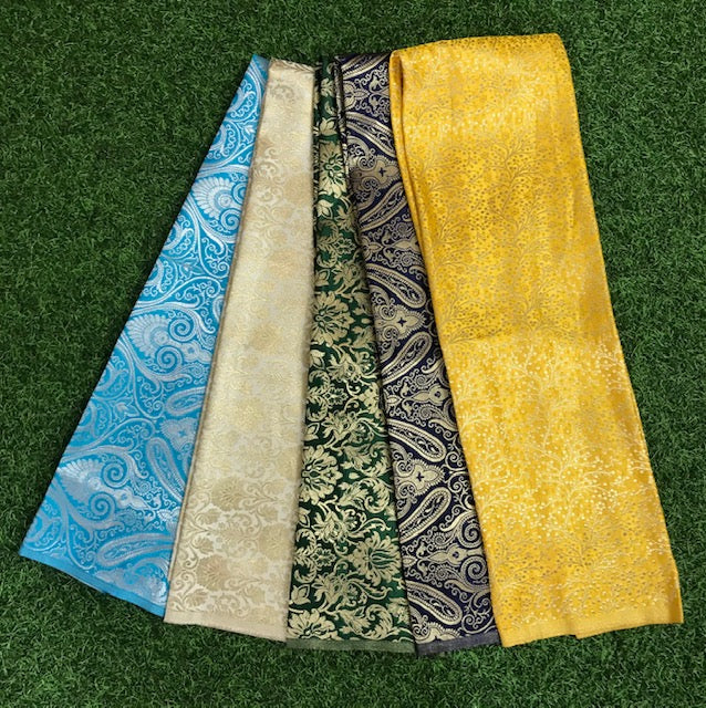 5 pcs Bundle Brocade Fabrics, assorted brocade fabric bundle, Banarasi fabric - NF010