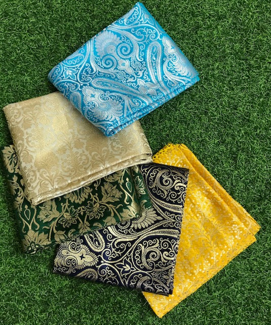 5 pcs Bundle Brocade Fabrics, assorted brocade fabric bundle, Banarasi fabric - NF010