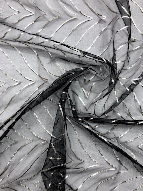 Black gota patti embroidered fabric, Wedding dress fabric,  Net tulle fabric, Royal fabric, Gold fabric, Indian fabric - NFAF1026