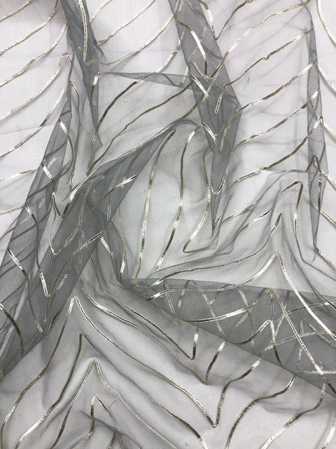 Embroidered fabric Wedding dress Bridal Net tulle fabric Gold Lace Embroidery fabric Gold Gotta Patti Border Indian fabric by the yard