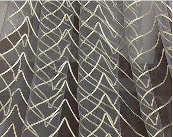 Embroidered fabric Wedding dress Bridal Net tulle fabric Gold Lace Embroidery fabric Gold Gotta Patti Border Indian fabric by the yard