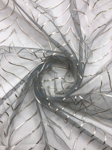 Embroidered fabric Wedding dress Bridal Net tulle fabric Gold Lace Embroidery fabric Gold Gotta Patti Border Indian fabric by the yard