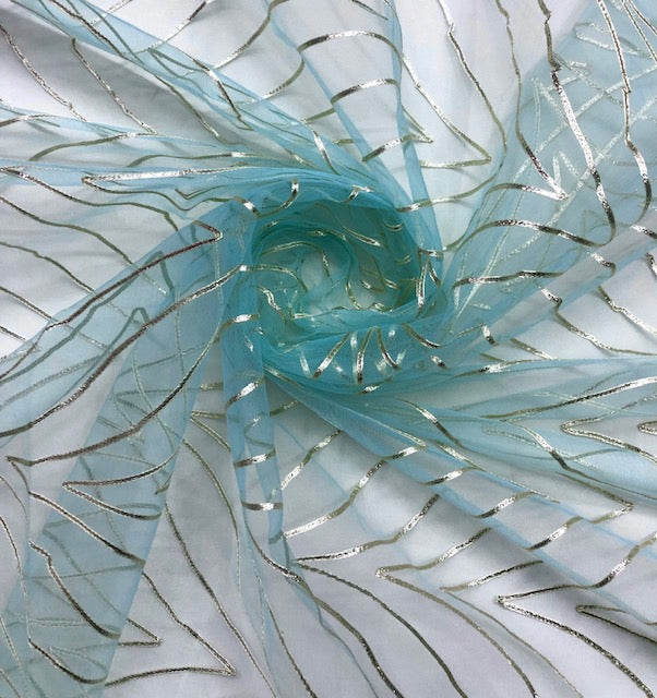 Aqua Gota patti embroidered fabric, Wedding dress fabric, Net tulle fabric, Royal fabric, Gold fabric, Indian fabric - NFAF1028 Aqua Gota patti embroidered fabric, Wedding dress fabric, Net tulle fabric, Royal fabric, Gold fabric, Indian fabric - NFAF1028