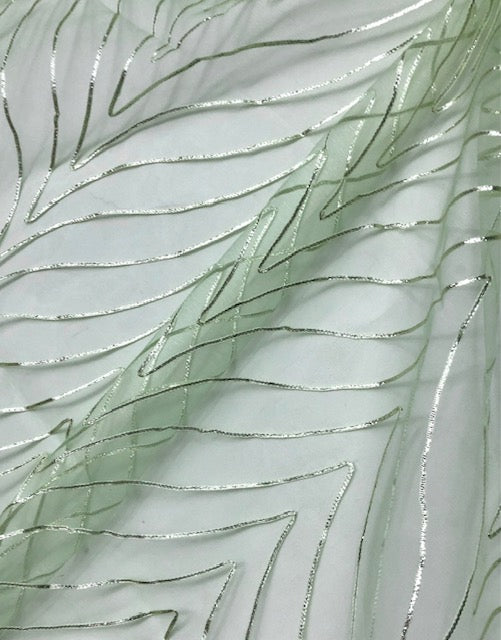 Lime Gota patti embroidered fabric, Wedding dress fabric, Net tulle fabric, Royal fabric, Gold fabric, Indian fabric - NFAF1029