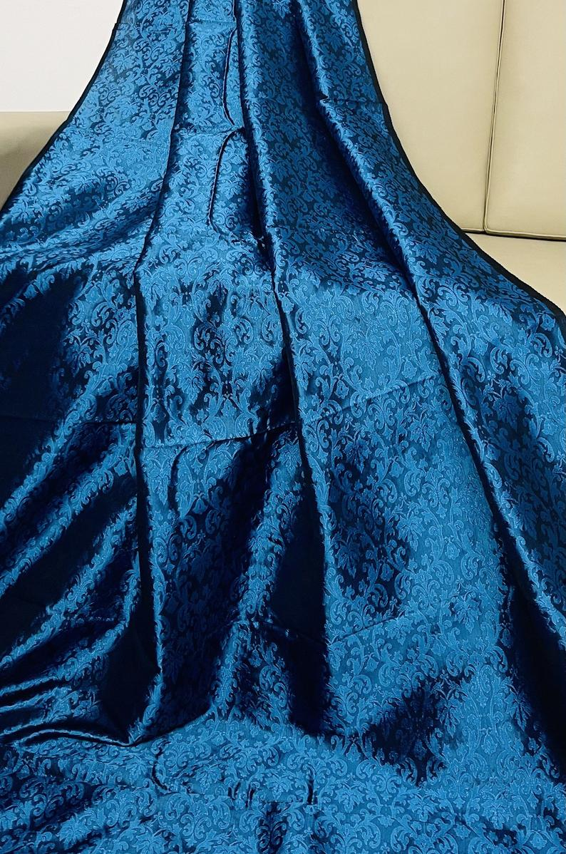 Brocade Fabric Blue Jacquard fabric Upholstery fabric Wedding dress fabric High Quality Clothing Fabric by the yard/meter - NFAF161