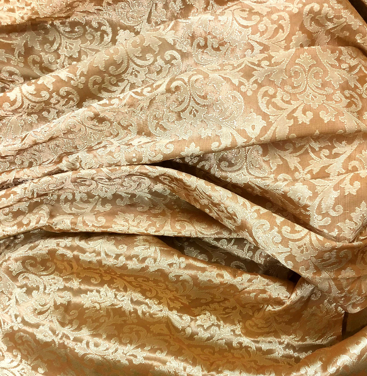Mustard damask jacquard brocade fabric, Floral brocade, Home décor fabric, Wedding dress, Party Dress Fabric - NFAF329