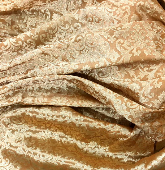 Mustard damask jacquard brocade fabric, Floral brocade, Home décor fabric, Wedding dress, Party Dress Fabric - NFAF329