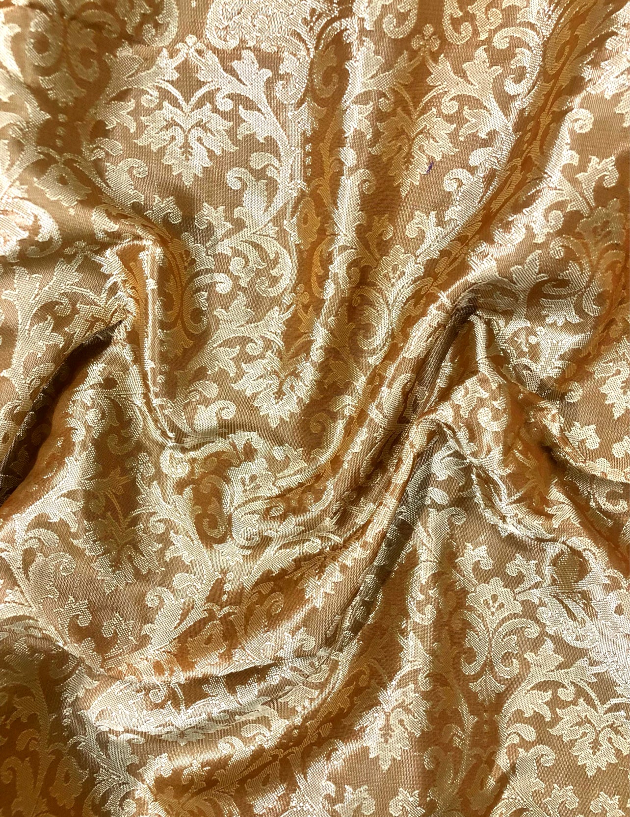 Mustard damask jacquard brocade fabric, Floral brocade, Home décor fabric, Wedding dress, Party Dress Fabric - NFAF329
