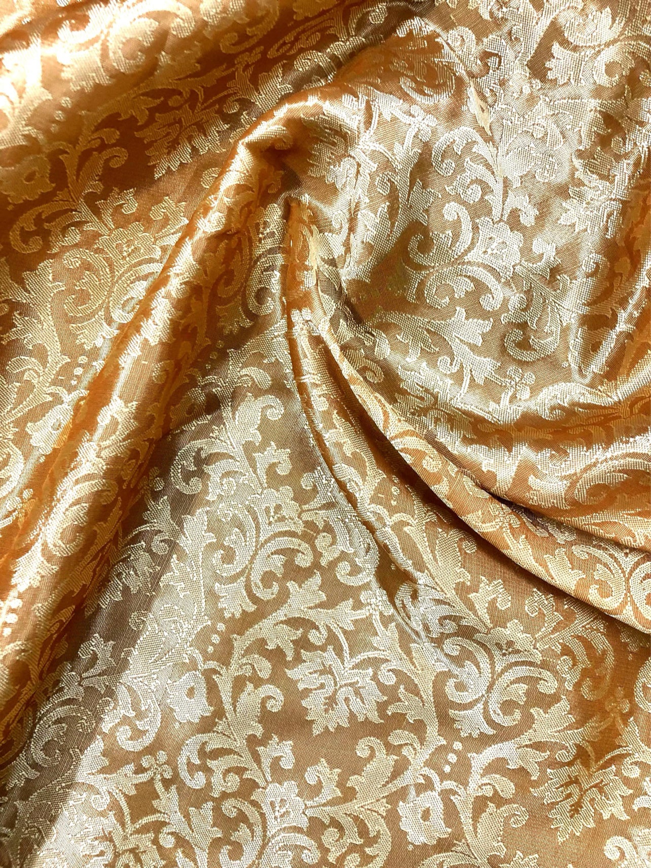 Mustard damask jacquard brocade fabric, Floral brocade, Home décor fabric, Wedding dress, Party Dress Fabric - NFAF329