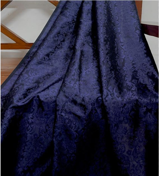 Blue Indian Brocade Jacquard damask fabric Dress material Waistcoat fabric Upholstery Brocadefabric by the yard - NFAF354