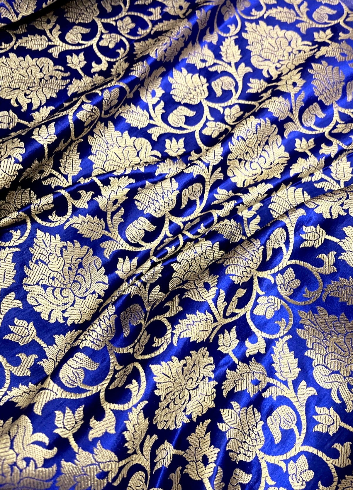 Brocade fabric Jacquard damask fabric Blue gold brocade Wedding bridal fabric silk dress Clothing Material Brocade fabric by the yard