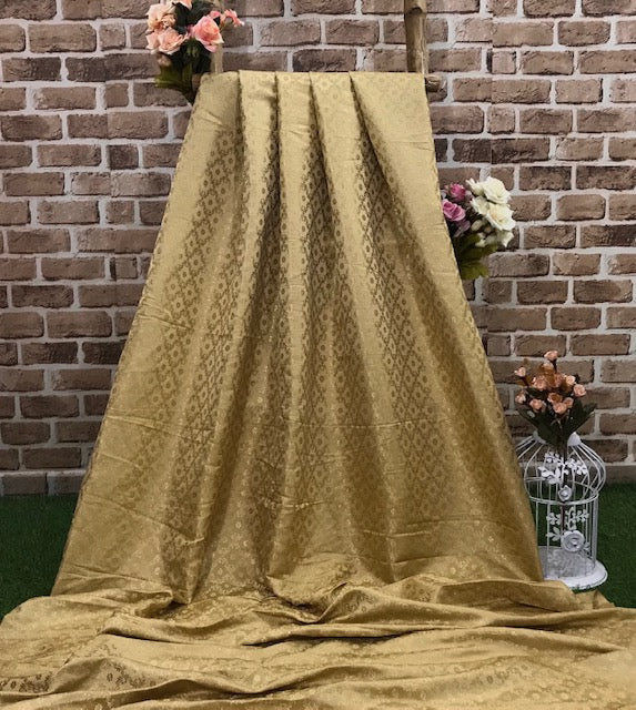 Brocade fabric Beige Gold Jacquard brocade fabric Indian Lehenga Dress fabric Wedding dress Bridal fabric Brocade by the yard - NFAF451